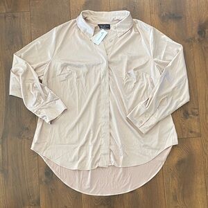 Lane Bryant Long-Sleeve Button-Down Satin Shirt Champagne size 20 New with Tags!